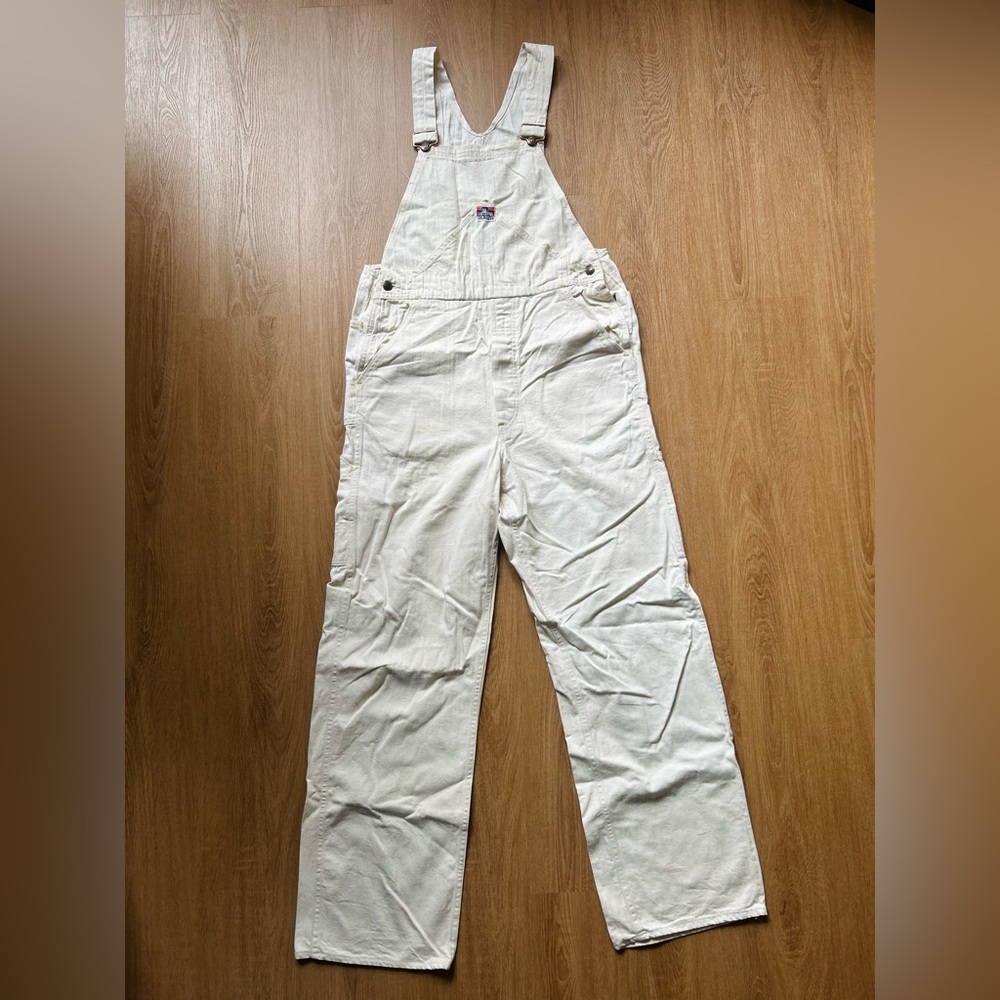 Ben Davis Herringbone Overalls Vintage Cream Ivory White